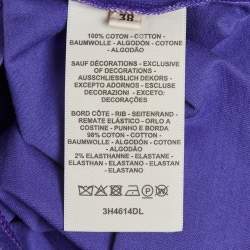 Pre Owned Hermes Purple Jersey Embroidered Pocket T-Shirt M