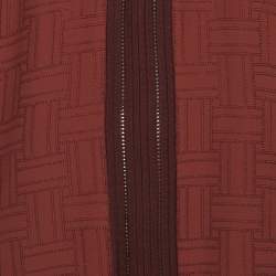 Pre Owned Hermes Brown Embroidered Sateen and Knit Dress Set S