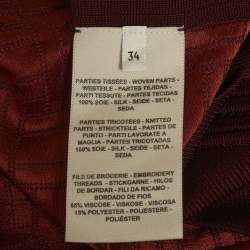 Pre Owned Hermes Brown Embroidered Sateen and Knit Dress Set S