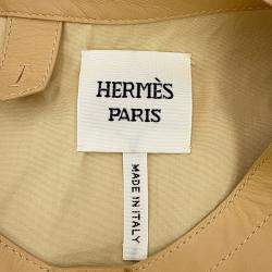 Pre Owned Hermes Leather Gilet Size 36 Beige Calf Leather