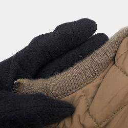 Pre Owned سترة هيرميس مبطنة بنمط H مع غطاء مقاس 34 بيج صوف 100%