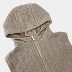 Pre Owned سترة هيرميس مبطنة بنمط H مع غطاء مقاس 34 بيج صوف 100%