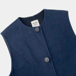 Pre Owned جيليه هيرمس طويل مقاس 34 كشمير 100% كحلي