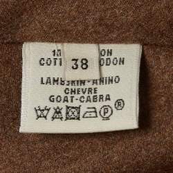 مملوكة مسبقًا جاكيت سحاب قطن مع ياقة فرو بني هيرمس مقاس متوسط