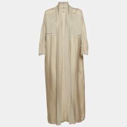 Pre Owned Hermès Beige Palefroi Remix Print Silk Open Front Kaftan S