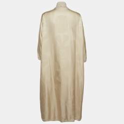 Pre Owned Hermès Beige Palefroi Remix Print Silk Open Front Kaftan S