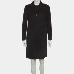 Pre Owned Hermes Black Felt Mid-Length Coat S