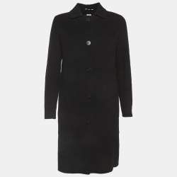 Pre Owned Hermes Black Felt Mid-Length Coat S