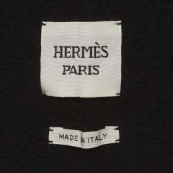 Pre Owned Hermes Black Felt Mid-Length Coat S
