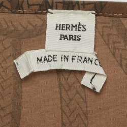 مملوكة مسبقًا بلوزة هيرمس بطبعة جلد قطن بني مقاس صغير (سمول)