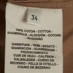 مملوكة مسبقًا بلوزة هيرمس بطبعة جلد قطن بني مقاس صغير (سمول)