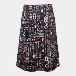 Pre Owned تنورة هيرمس كحلي نمط A-ligned