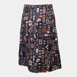 Pre Owned تنورة هيرمس كحلي نمط A-ligned