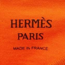 Pre Owned Hermes Orange Jersey Embroidered Pocket T-Shirt M