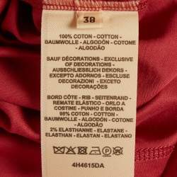 Pre Owned Hermes Pink Jersey Embroidered Pocket T-Shirt M