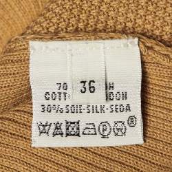 Pre Owned Hermes Yellow Chrome Cotton & Silk Knit V-Neck Jumper S