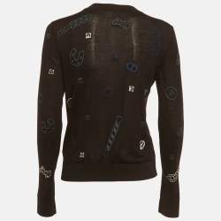 Pre Owned سويت شيرت هيرمس تريكو صوف إنترسيا أسود مقاس متوسط