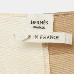 Pre Owned Hermès Beige Abstract Print Silk Belted Dress S