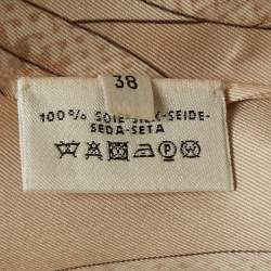 Pre Owned Hermès Beige Abstract Print Silk Belted Dress S