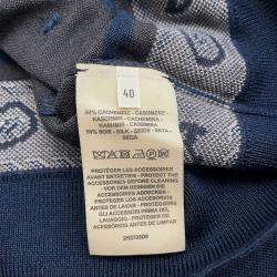 Pre Owned Hermes Harnais De Cour Cardigan Gray/Navy Cashmere, Silk Size 40