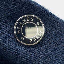 Pre Owned Hermes Harnais De Cour Cardigan Gray/Navy Cashmere, Silk Size 40