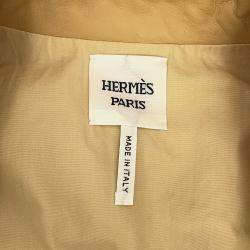 Pre Owned Hermes Leather Jacket Size 36 Beige Leather Cotton