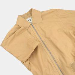 Pre Owned Hermes Leather Jacket Size 36 Beige Leather Cotton