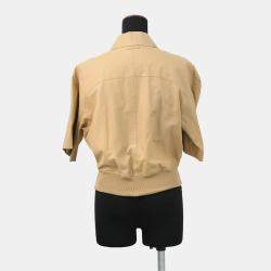 Pre Owned Hermes Leather Jacket Size 36 Beige Leather Cotton