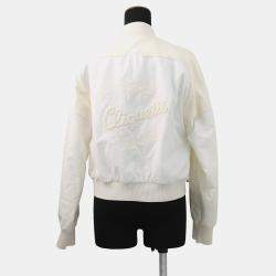 مملوكة مسبقًا Hermes Cliquetis Bomber Jacket Size 38 Ivory Cotton100% Leather Nylon