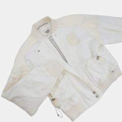 مملوكة مسبقًا Hermes Cliquetis Bomber Jacket Size 38 Ivory Cotton100% Leather Nylon