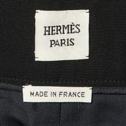 مملوكة مسبقًا تنورة هيرمس صوف مطوي أسود ميدي مقاس كبير