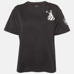 مملوكة مسبقًا Hermes Black Printed Jersey Faubourg Rainbow T-Shirt M