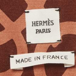 Pre Owned Hermès Brown Printed Jersey Midi Dress S