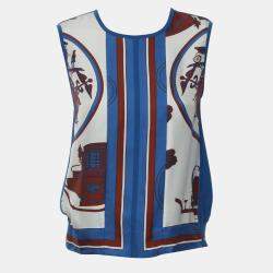مملوكة مسبقًا Hermes Printed Sleeveless Silk Top