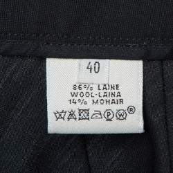 Pre Owned Hermès Black Wool & Mohair Pleated Wrap Skirt M