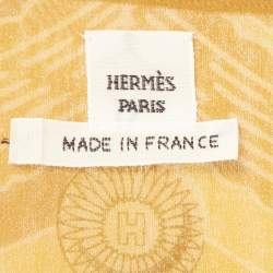 Pre Owned Hermes Brown Printed Crepe V-Neck Kaftan S 