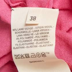 Pre Owned Hermès Pink Candy Libris Wool Knit Short-Sleeve Sweater M