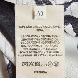 Pre Owned Hermes White/Black Cliquetis Tattoo Aquarelle Print Silk Strappy Dress M