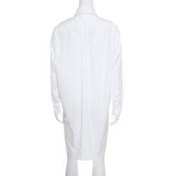 Pre Owned Hermes White Cotton Button Front Shirt Dress S