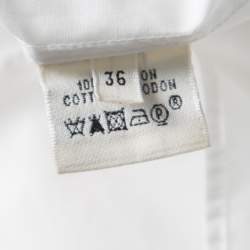 Pre Owned Hermes White Cotton Button Front Shirt Dress S