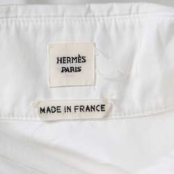 Pre Owned Hermes White Cotton Button Front Shirt Dress S