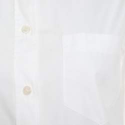 Pre Owned Hermes White Cotton Button Front Shirt Dress S