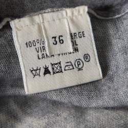 Hermes Grey Tie Dye Effect Wool V Neck Sweater S