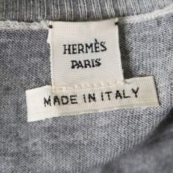 Hermes Grey Tie Dye Effect Wool V Neck Sweater S