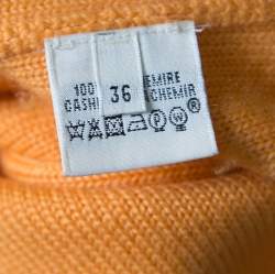 Hermes Yellow Cashmere Short Sleeve Sweater S