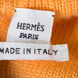 Hermes Yellow Cashmere Short Sleeve Sweater S