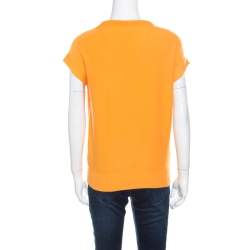 Hermes Yellow Cashmere Short Sleeve Sweater S