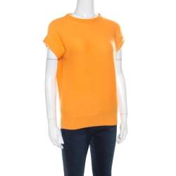 Hermes Yellow Cashmere Short Sleeve Sweater S