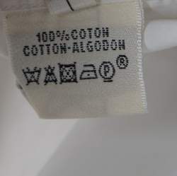Pre Owned Hermes White Cotton Logo Embroidered Detachable Collar Detail Shirt M