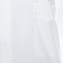 Pre Owned Hermes White Cotton Logo Embroidered Detachable Collar Detail Shirt M